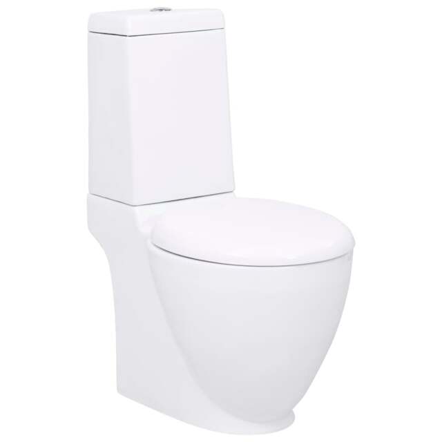 Rackhams WC Ceramic Toilet Bathroom Round Toilet Bottom Water Flow White