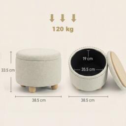 Rackhams Round Storage Ottoman with Reversible Lid, Beige - thumbnail 3