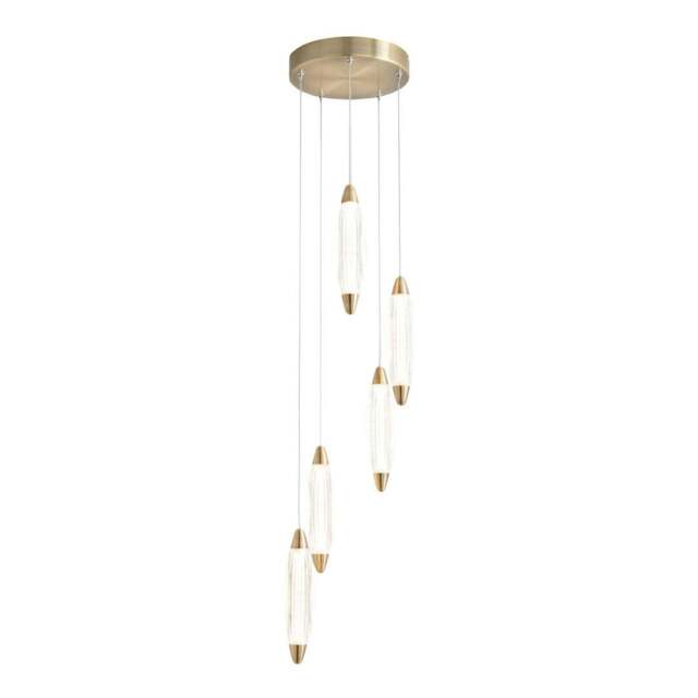 Rackhams Nina 5-Light LED Cascade Antique Brass Pendant - image 1