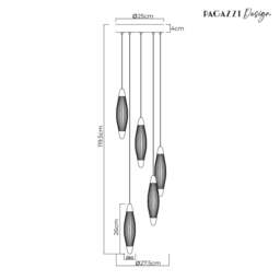 Rackhams Nina 5-Light LED Cascade Antique Brass Pendant - thumbnail 4