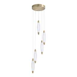 Rackhams Nina 5-Light LED Cascade Antique Brass Pendant - thumbnail 3