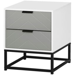 Rackhams Bedside Cabinet with Metal Base and 2 Drawer Storage for Home Office - thumbnail 2