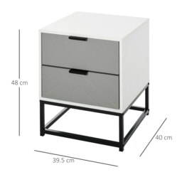 Rackhams Bedside Cabinet with Metal Base and 2 Drawer Storage for Home Office - thumbnail 5