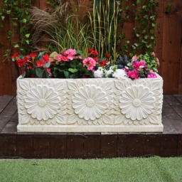 Rackhams Large Daisy design Stone Planter Trough - thumbnail 1