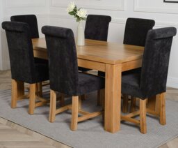 Rackhams Dakota Large Oak Dining Table with Washington Fabric Chairs - 8 chairs - Grey - thumbnail 3