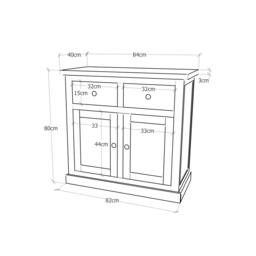 Rackhams Rocca Grey 2 Drawer 2 Door Sideboard Brass Knob - Grey - thumbnail 2