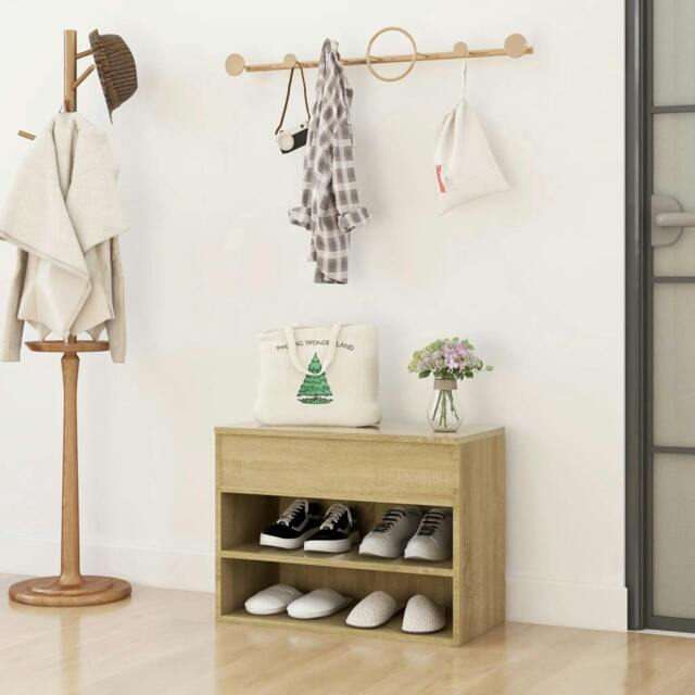 Rackhams Shoe Bench Sonoma Oak 60x30x45 cm Engineered Wood