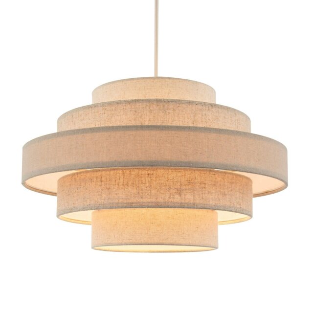 Rackhams Five Tier Pendant Lighting Shade with Natural Oatmeal and Beige Linen - image 1