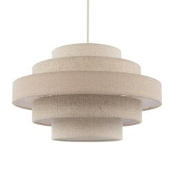 Rackhams Five Tier Pendant Lighting Shade with Natural Oatmeal and Beige Linen - thumbnail 2