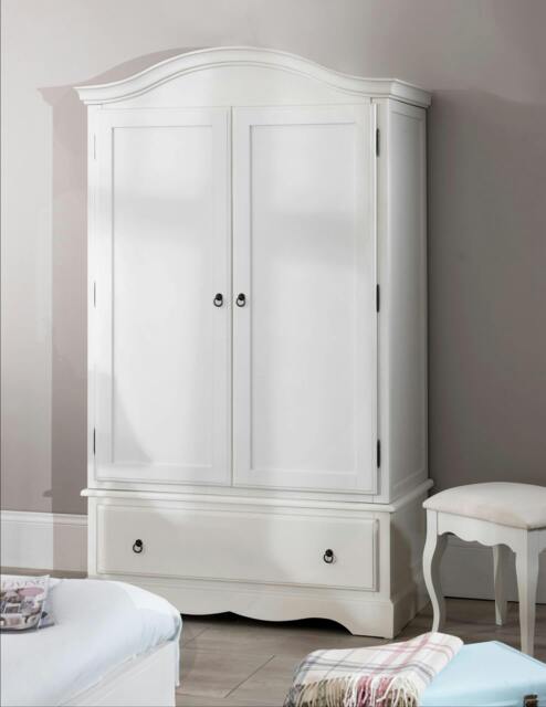 Rackhams Romance Double Wardrobe With Drawer. French 2 Door Wardrobe - Antique White (Grey tone) - image 1