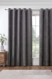 "Rackhams Rivington Heavyweight Eyelet Curtains - Grey - 90 x 72""" - thumbnail 1