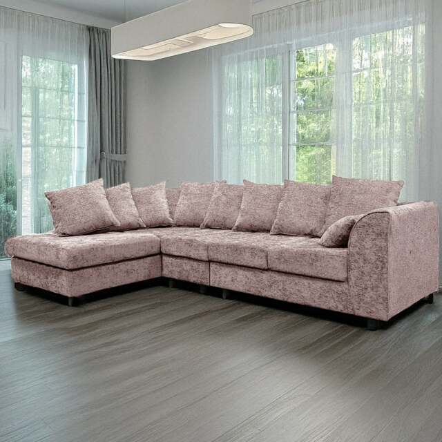 Rackhams Monaco Chenille Fabric 5 Seater L Shaped Corner Sofa - Pink - Left Hand Facing - image 1