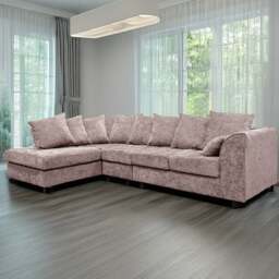 Rackhams Monaco Chenille Fabric 5 Seater L Shaped Corner Sofa - Pink - Left Hand Facing - thumbnail 1