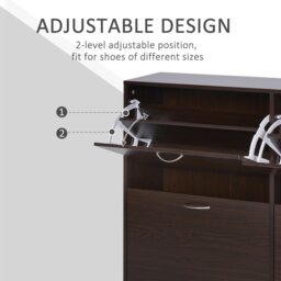 Rackhams Wooden Shoes Cabinet Multi Flip Down Shelf Drawer Organizer - Dark Brown - Dark Brown - thumbnail 5