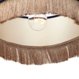 Rackhams Modern Midnight Blue Velvet Pendant Light Shade with Gold Tassels - thumbnail 3