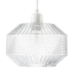 Rackhams Designer Multi-Faceted Hexagonal Drum Clear Glass Pendant Light Shade - thumbnail 4