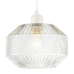 Rackhams Designer Multi-Faceted Hexagonal Drum Clear Glass Pendant Light Shade - thumbnail 2