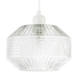 Rackhams Designer Multi-Faceted Hexagonal Drum Clear Glass Pendant Light Shade