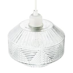 Rackhams Designer Multi-Faceted Hexagonal Drum Clear Glass Pendant Light Shade - thumbnail 3