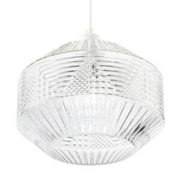 Rackhams Designer Multi-Faceted Hexagonal Drum Clear Glass Pendant Light Shade - thumbnail 5