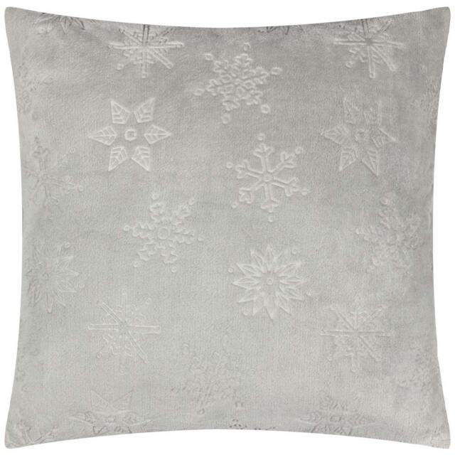 Rackhams Faux Fur Snowflake Cushion Cover - Grey - 50cm x 50cm - Grey - 100% Polyester - image 1