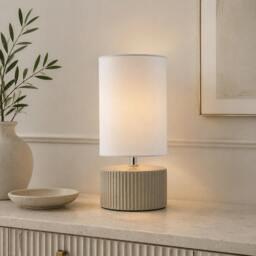 Rackhams Linden Taupe Ribbed Ceramic Table Lamp - thumbnail 2