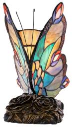 Rackhams Beautiful Handmade Multi-Coloured Glass Butterfly Tiffany Lamp with Bronze Base - thumbnail 2