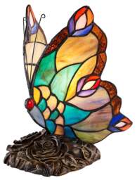 Rackhams Beautiful Handmade Multi-Coloured Glass Butterfly Tiffany Lamp with Bronze Base