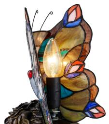 Rackhams Beautiful Handmade Multi-Coloured Glass Butterfly Tiffany Lamp with Bronze Base - thumbnail 4