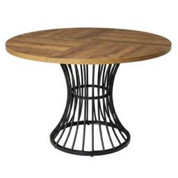 Rackhams Round Dining Table for 4-6 People 30mm MDF Metal Base Kitchen Brown