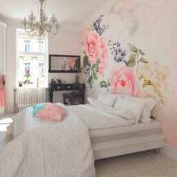 Rackhams Roses & Sparkles Wall Mural - Rose Pink - Rose Pink - Medium - W300cm x H240cm - thumbnail 1