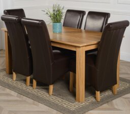 Rackhams Oslo 180 x 90cm Large Oak Dining Set with Montana Leather Chairs - 8 chairs - Burgundy - thumbnail 6