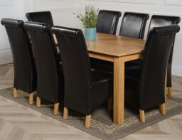 Rackhams Oslo 180 x 90cm Large Oak Dining Set with Montana Leather Chairs - 8 chairs - Burgundy - thumbnail 3