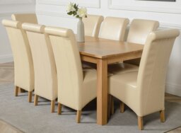 Rackhams Oslo 180 x 90cm Large Oak Dining Set with Montana Leather Chairs - 8 chairs - Burgundy - thumbnail 5