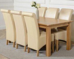 Rackhams Oslo 180 x 90cm Large Oak Dining Set with Montana Leather Chairs - 8 chairs - Burgundy - thumbnail 4
