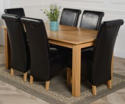 Rackhams Oslo 180 x 90cm Large Oak Dining Set with Montana Leather Chairs - 8 chairs - Burgundy - thumbnail 2