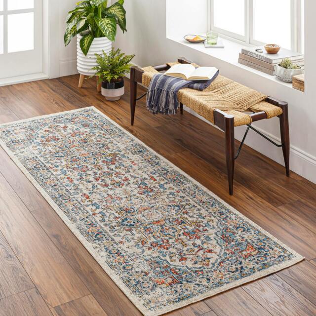 Rackhams Huntington Beach-Vintage Blue Beige Orange In- & Outdoor Rug - 80 x 220 cm - image 1