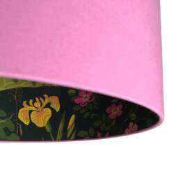 "Rackhams Rabarber Wallpaper Silhouette Lampshade in Candy Floss Pink - Table / Floor Lamp - 50cm Diameter x 30cm Height / (20"" x 12"")" - thumbnail 3