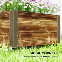 Rackhams Raised Garden Bed with Trellis, Outdoor Wooden Planter Box with Metal Corners and Wheels, Raised Bed for Garden - thumbnail 6