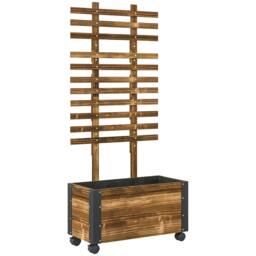 Rackhams Raised Garden Bed with Trellis, Outdoor Wooden Planter Box with Metal Corners and Wheels, Raised Bed for Garden - thumbnail 1