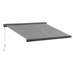 Rackhams 3x2.5m LED Light Cassette Electric/Manual Awning Window Sun Shade Grey - thumbnail 6