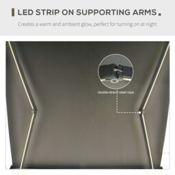 Rackhams 3x2.5m LED Light Cassette Electric/Manual Awning Window Sun Shade Grey - thumbnail 4