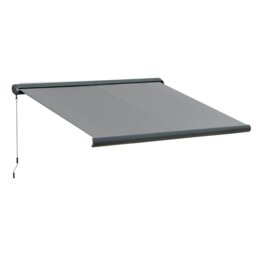 Rackhams 3x2.5m LED Light Cassette Electric/Manual Awning Window Sun Shade Grey - thumbnail 2