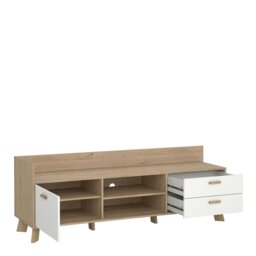 Rackhams Ikast TV-unit with 1 Door + 2 Drawers in Jackson Hickory and White - 1 - thumbnail 6