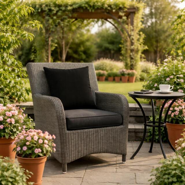 "Rackhams Scatter Cushions Polyester 45cm x 45cm (18""x18"") – Outdoor Garden Sofa Cushions - UK Made - Black" - image 1