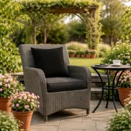 "Rackhams Scatter Cushions Polyester 45cm x 45cm (18""x18"") – Outdoor Garden Sofa Cushions - UK Made - Black" - thumbnail 1