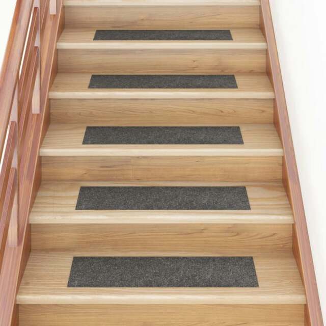 Rackhams Self-adhesive Stair Mats Rectangular 15 pcs 76x20 cm Grey Brown - image 1