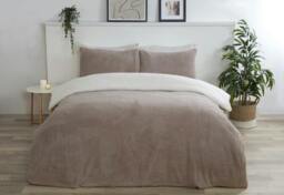Rackhams Luxury Super Soft & Reversible Teddy Fleece Duvet Cover and Pillowcase - Super King