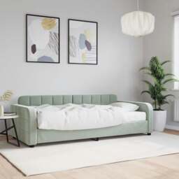 Rackhams Daybed with Mattress Light Grey 90x190 cm Velvet