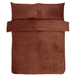 Rackhams Luxury Super Soft & Reversible Waffle Teddy Fleece Duvet Set- Rust - Super King (220cm x 260cm) - thumbnail 3